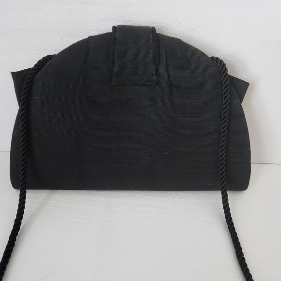 Women's Whiting and Davis International Vintage Black Fabric Evening Purse - Picture 2 of 9